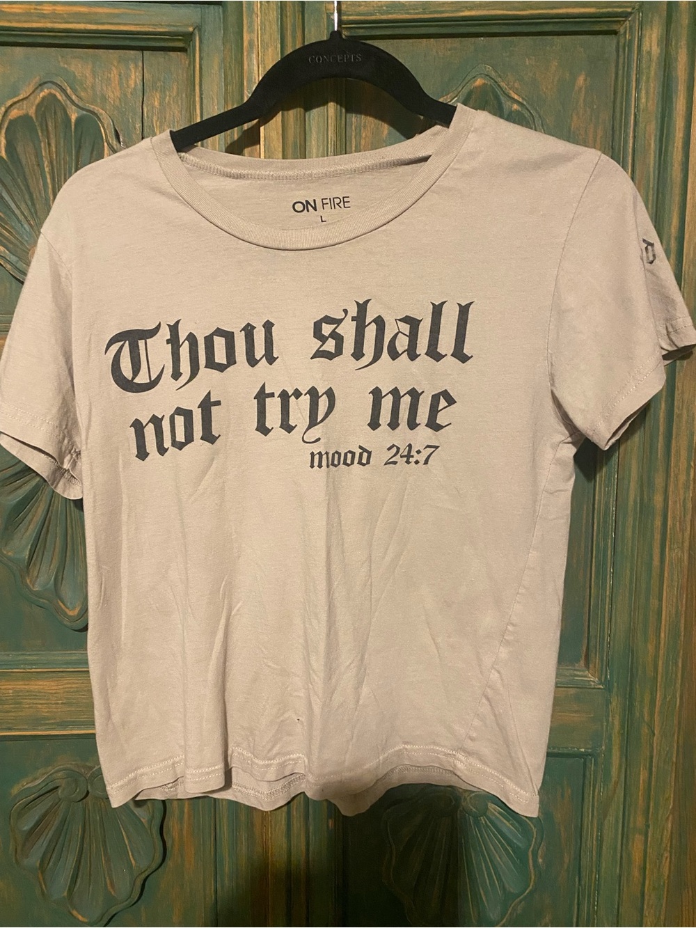 On Fire Light Gray 'Thou Shall Not Try Me' Graphic Tee